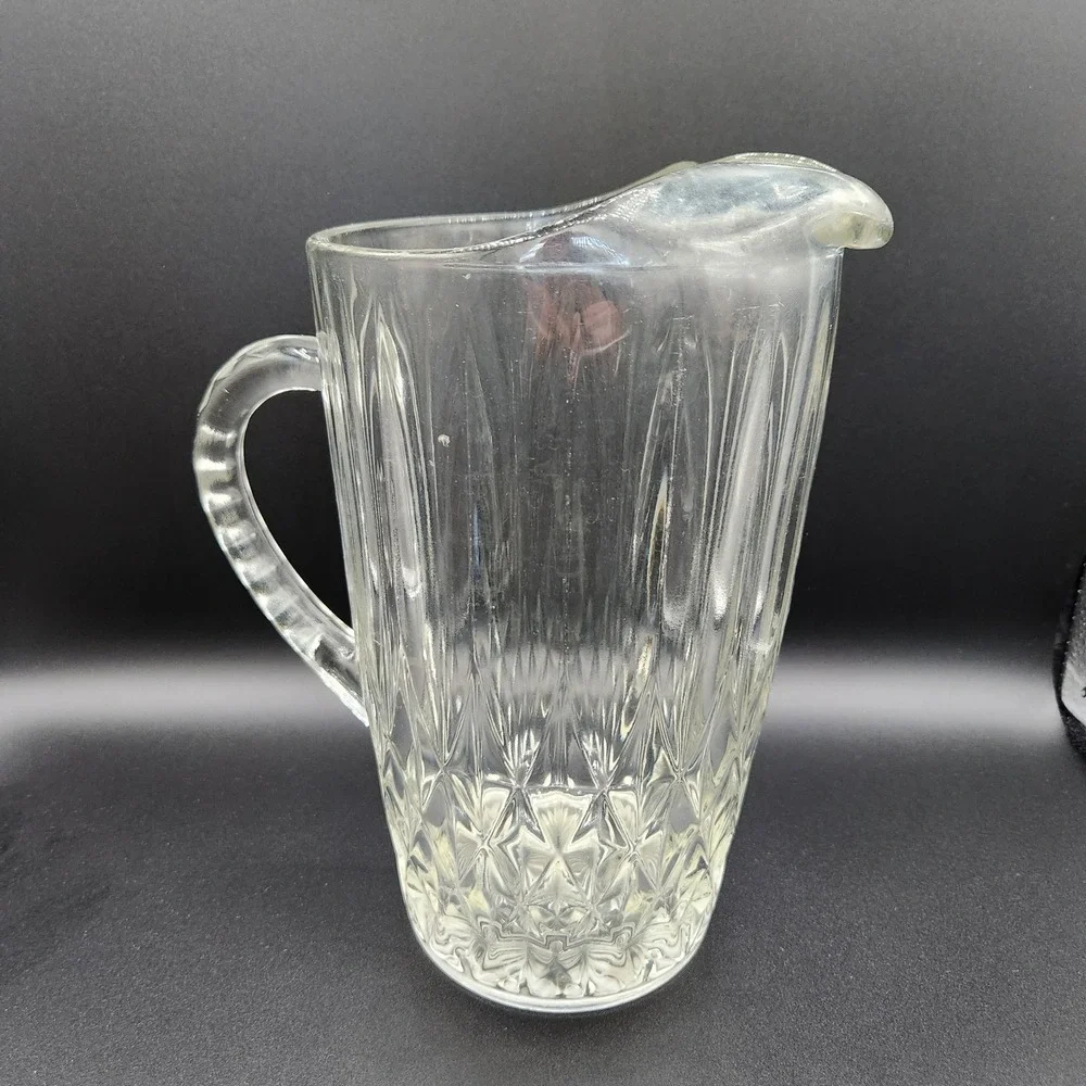 Beautiful Vintage Heavy Glass Pitcher
